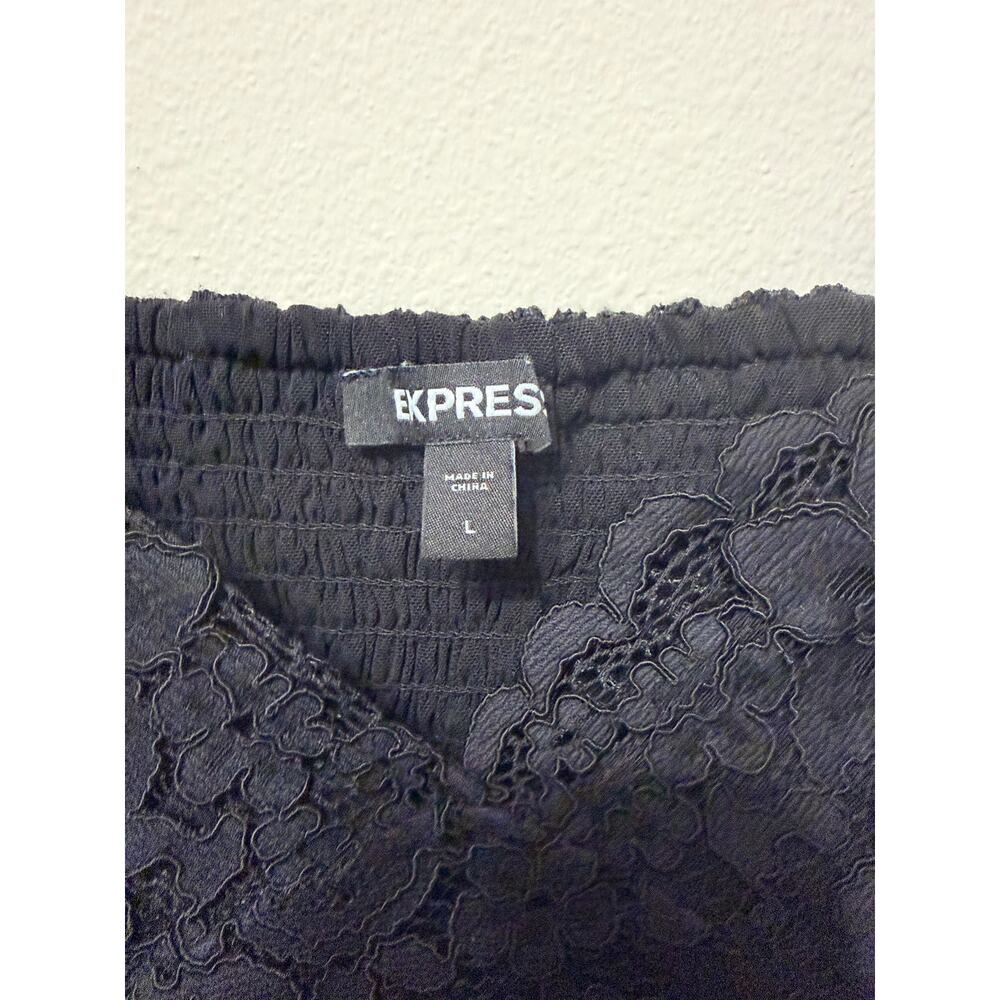 Express Black Allover Lace Cropped Cami Sz L $54 MSRP